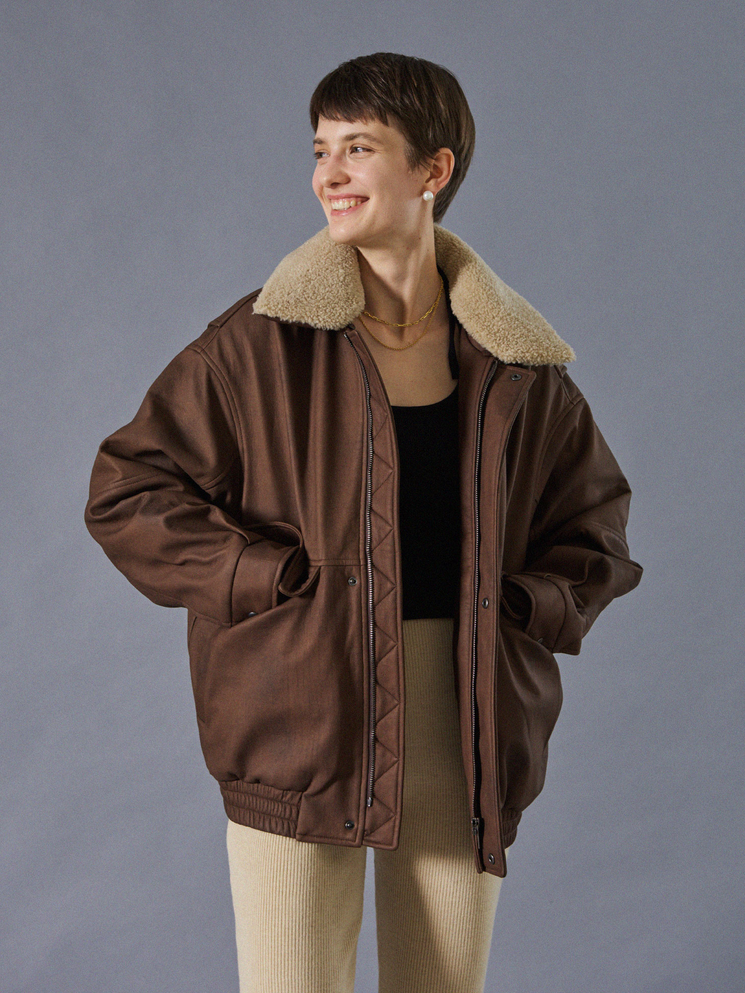 oversized bomber jacket  (brown)